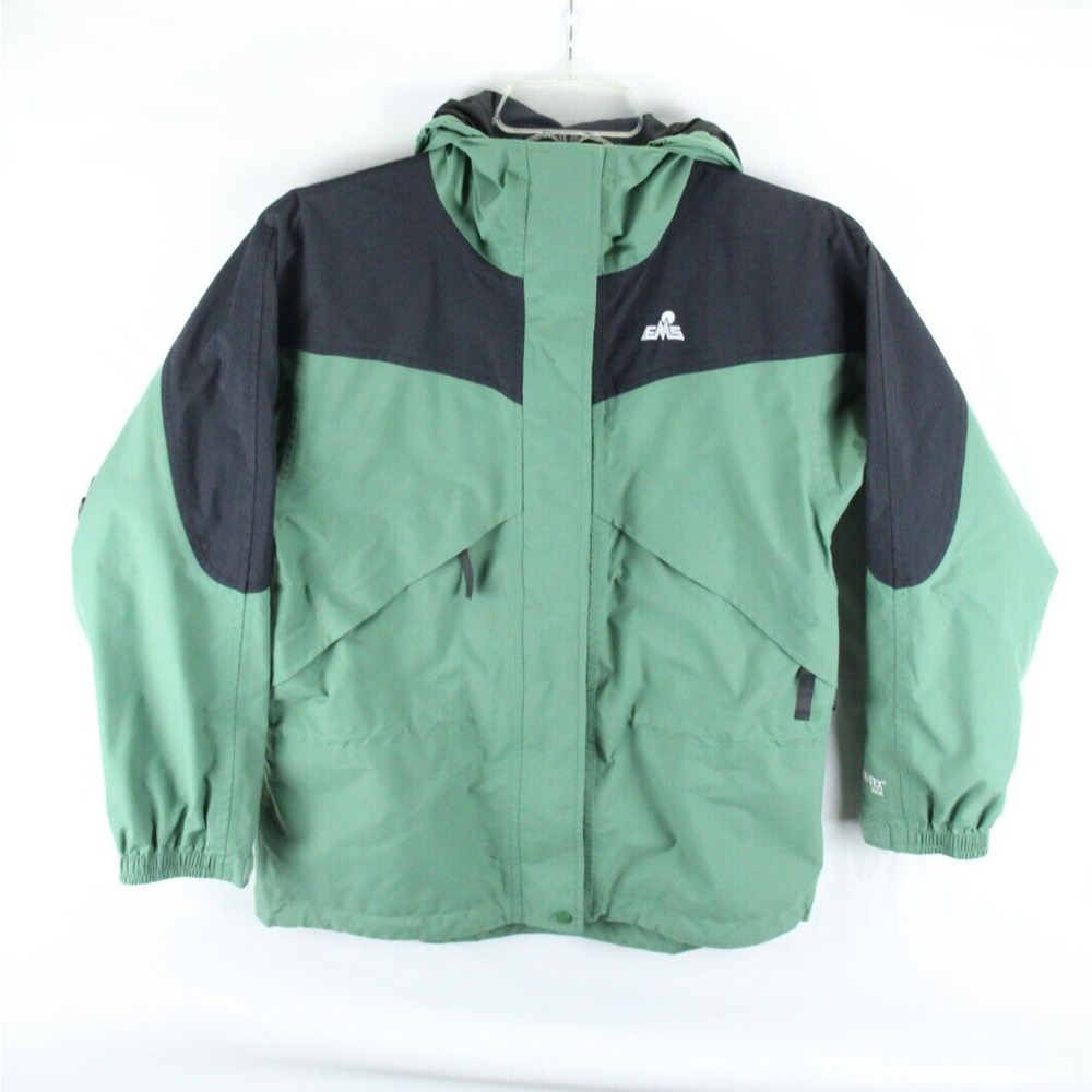 EMS Eastern Mountain Sports Jacket Womens XS Green Hoodie Rain Vented